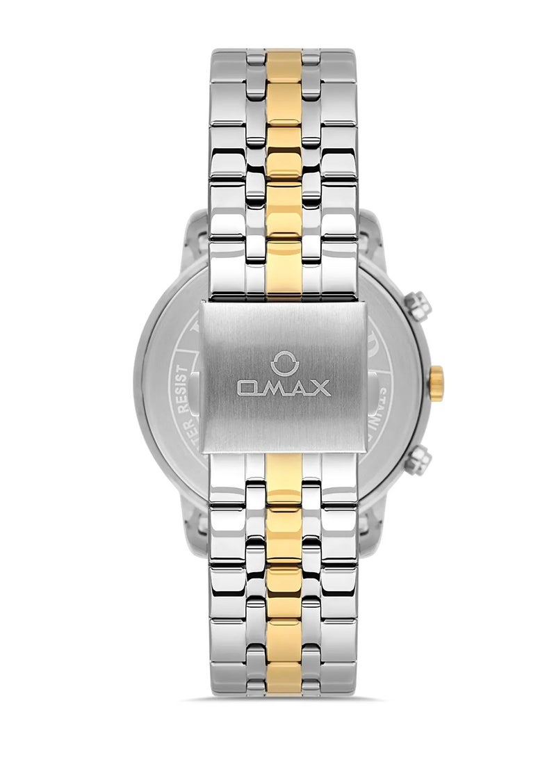 Omax Men's Silver Luxury Wrist Watch, Watches for Men, Stainless Watches, Silver Steel Band, Chronograph Dial, Waterproof Watch, 1 Year Warranty