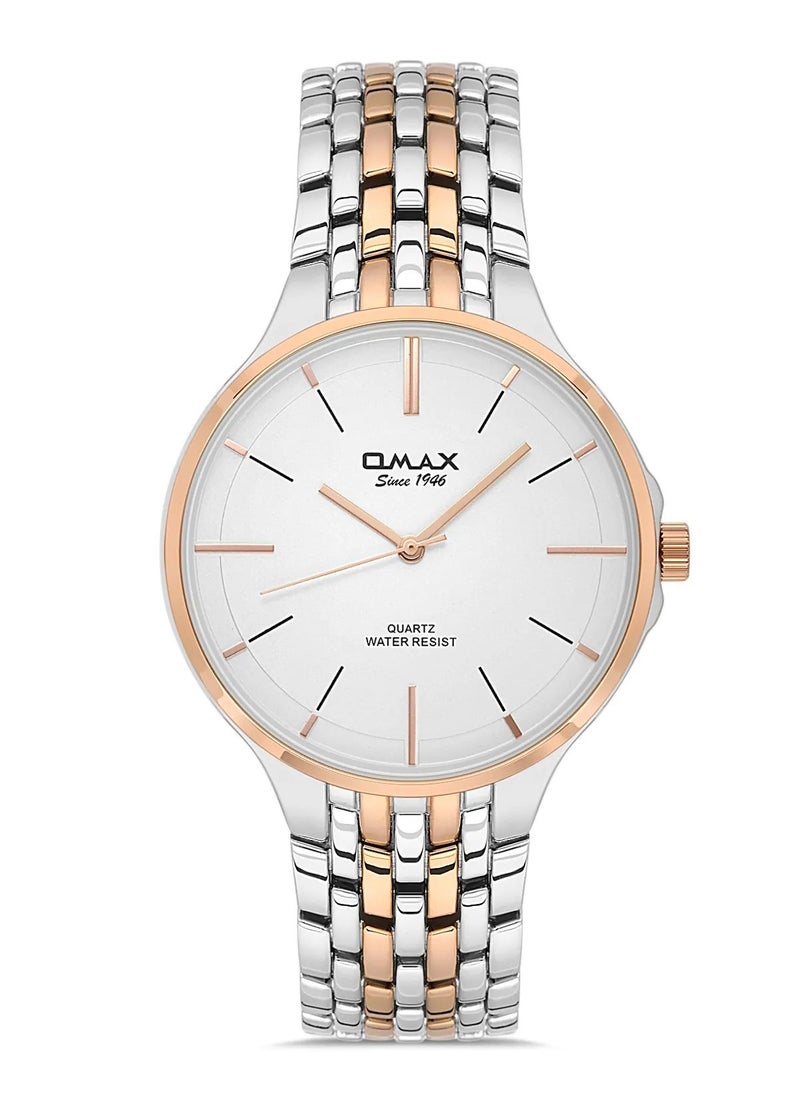 Omax Men's Silver Luxury Wrist Watch, Watches for Men, Stainless Watches, Silver Steel Band, White Dial, Waterproof Watch, 1 Year Warranty