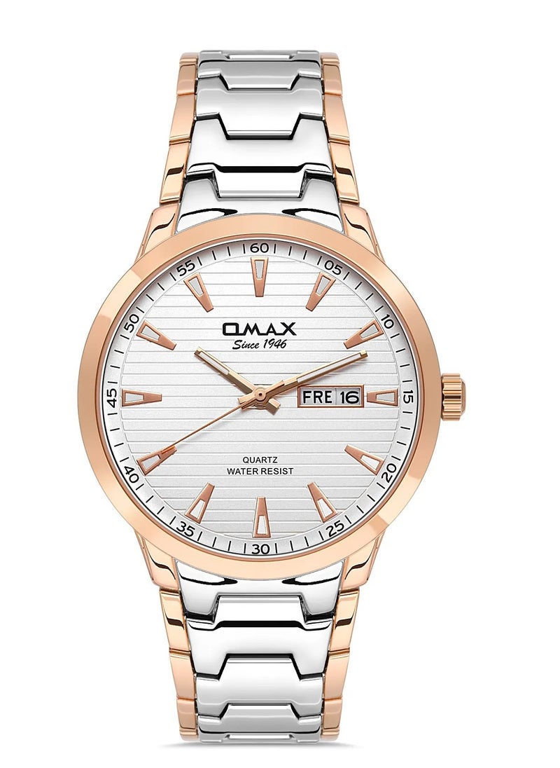 Omax Men's White Luxury Wrist Watch, Watches for Men, Stainless Watches, Silver Steel Band, Analog Dial, Waterproof Watch, 1 Year Warranty