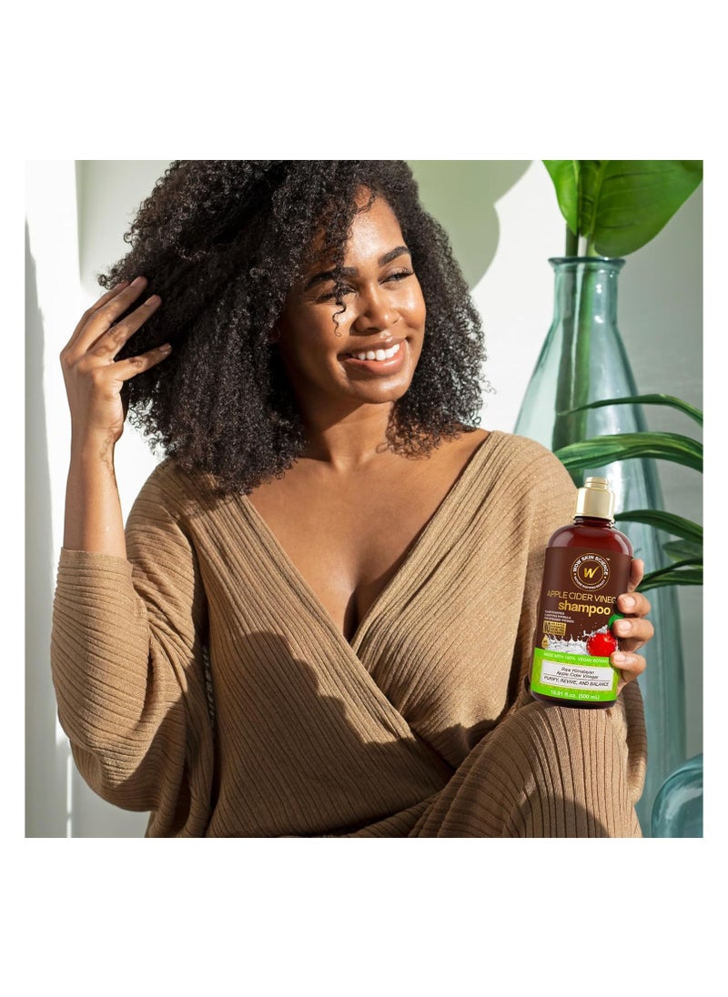 WOW Skin Science Apple Cider Vinegar Shampoo - Hair Growth Shampoo for Thinning Hair, Hair Loss & Dandruff Shampoo - Parabens & Sulfate Free Shampoo - Clarifying Shampoo for Build Up Purifying Shampoo (16.9 Fl Oz (Pack of 1))