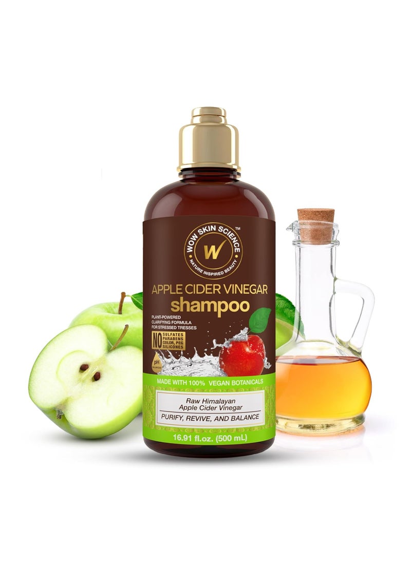 WOW Skin Science Apple Cider Vinegar Shampoo - Hair Growth Shampoo for Thinning Hair, Hair Loss & Dandruff Shampoo - Parabens & Sulfate Free Shampoo - Clarifying Shampoo for Build Up Purifying Shampoo (16.9 Fl Oz (Pack of 1))
