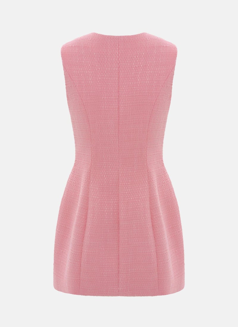 Sleeveless mini tweed dress