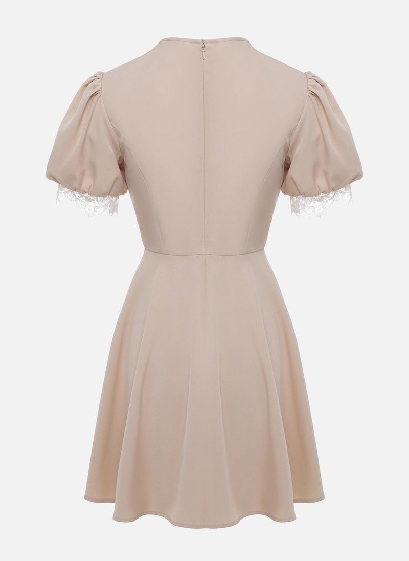 Mini dress with lace collar and cuffs