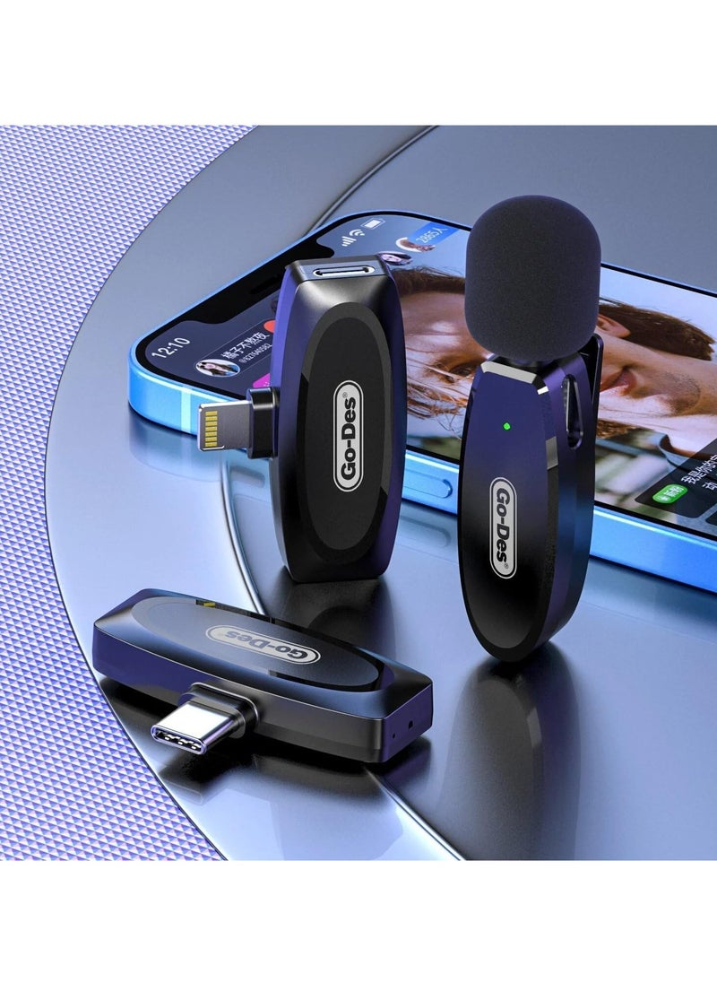 Wireless Digital Microphone Lavalier Professional Microphone with Noice Canceling Type-C and Android Devices For Recording Youtube Tiktok Live Stream (TYPE-C, BLACK)