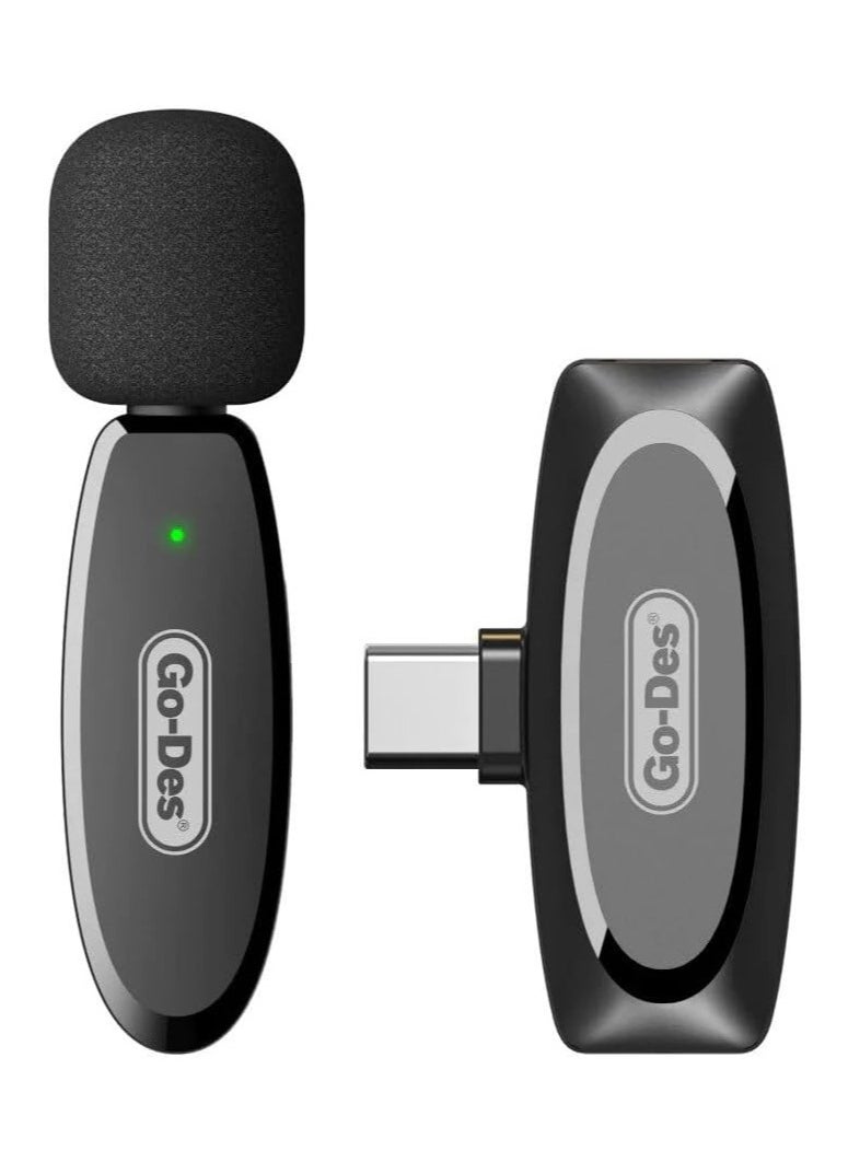 Wireless Digital Microphone Lavalier Professional Microphone with Noice Canceling Type-C and Android Devices For Recording Youtube Tiktok Live Stream (TYPE-C, BLACK)