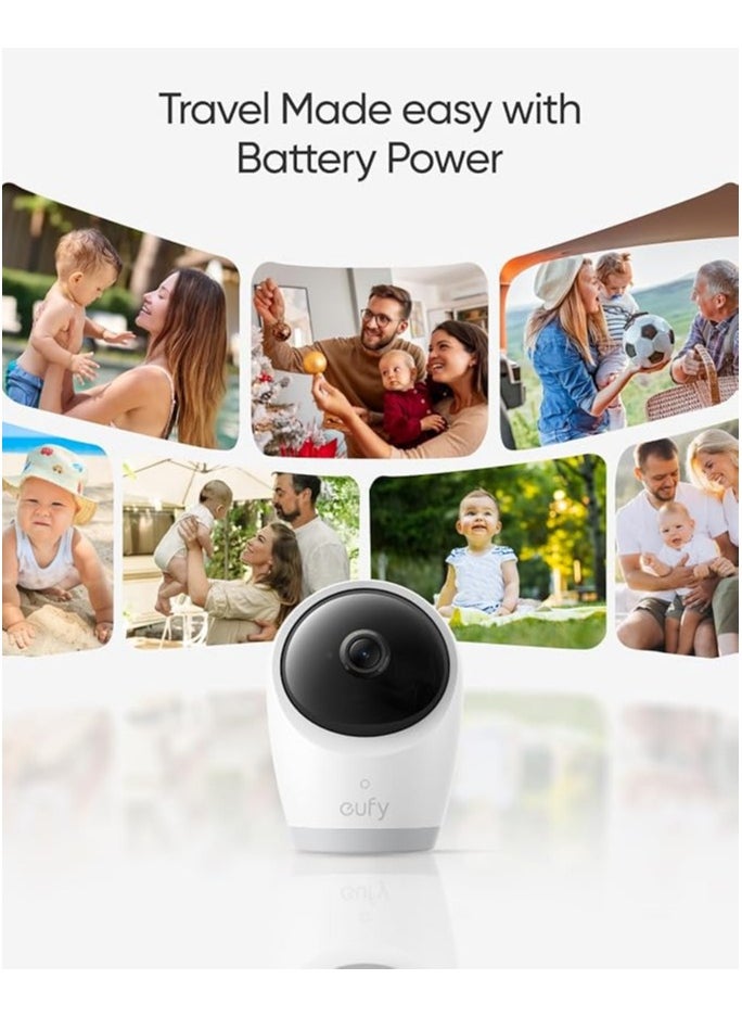 eufy Baby Monitor E21 with 4K Camera, Hybrid Wi-Fi and No Wi-Fi Connection, App and Monitor Control, Ultra-Clear Night View, Pan-Tilt, 8× Zoom, Portable Camera with Built-In Battery, ANR, Smart Alerts