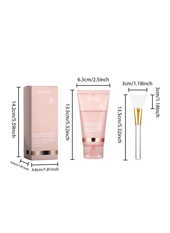 Collagen Night Wrapping Mask - Collagen Overnight Wrapping Peel Off Facial Mask Pack - Elasticity & Hydration Care, Reduces Sagging & Dullness - Hydrolyzed Collagen For Glowing Skin - Korean Skin Care