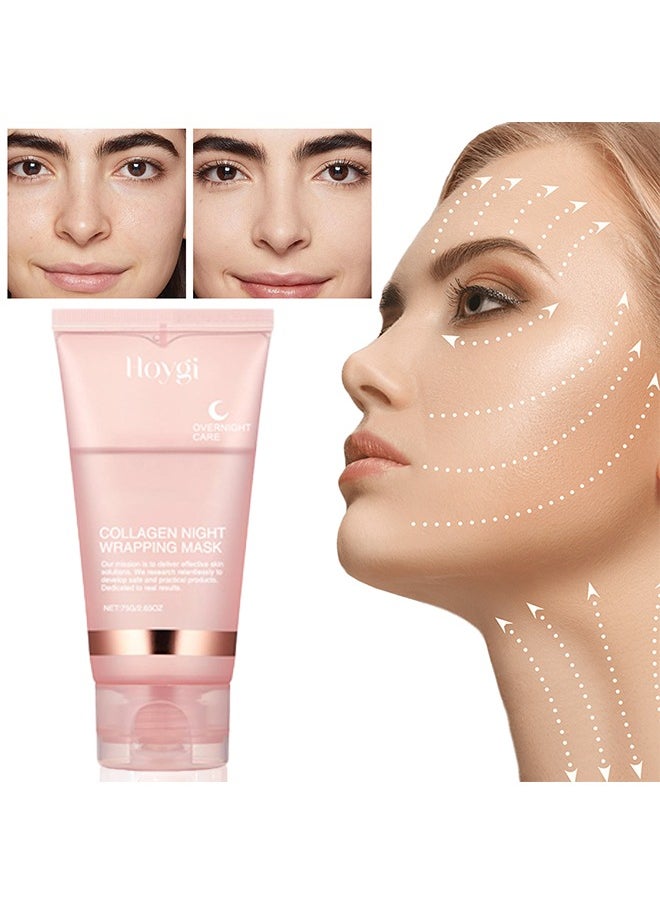 Collagen Night Wrapping Mask - Collagen Overnight Wrapping Peel Off Facial Mask Pack - Elasticity & Hydration Care, Reduces Sagging & Dullness - Hydrolyzed Collagen For Glowing Skin - Korean Skin Care