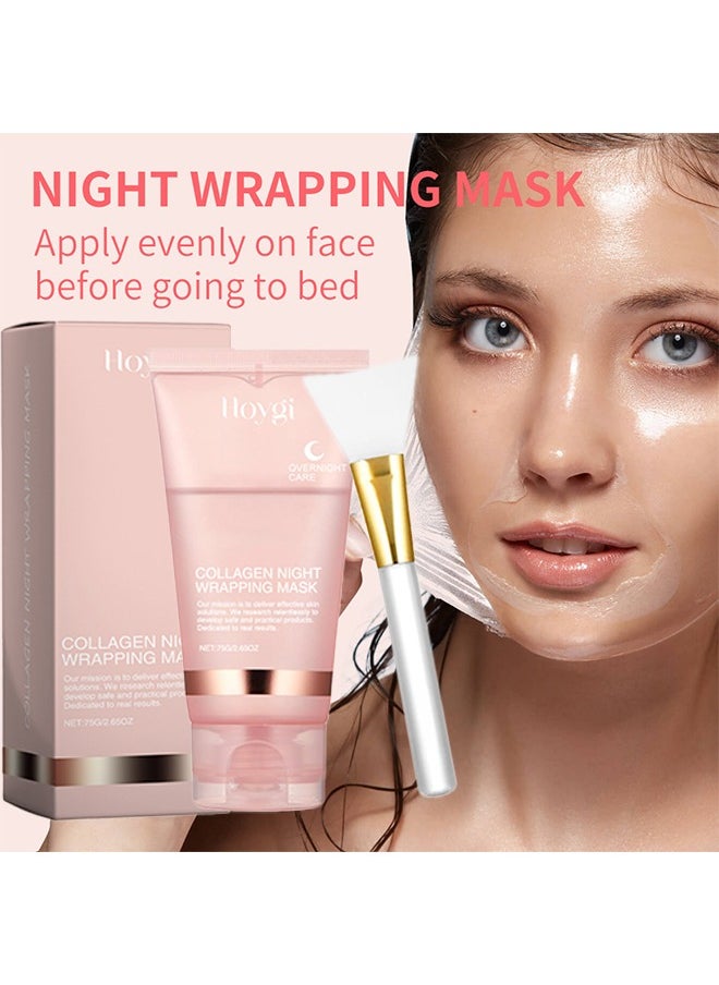 Collagen Night Wrapping Mask - Collagen Overnight Wrapping Peel Off Facial Mask Pack - Elasticity & Hydration Care, Reduces Sagging & Dullness - Hydrolyzed Collagen For Glowing Skin - Korean Skin Care