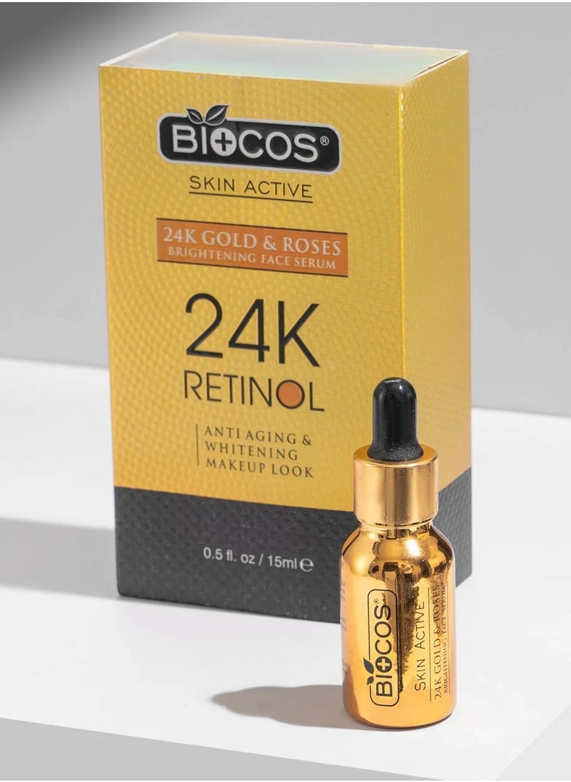 24K Retinol Gold Serum – Anti-Aging & Whitening With Rosehip, Pumpkin Seed & Argan Oils – Reduces Wrinkles, Restores Elasticity, And Prevents Premature Aging – 15ml