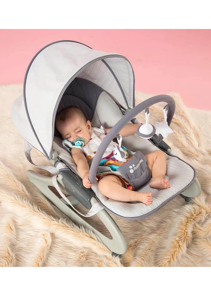 Mamalove Rocker Baby Rocking Chair With Adjustable Canopy And Toys GR40C (Grey)