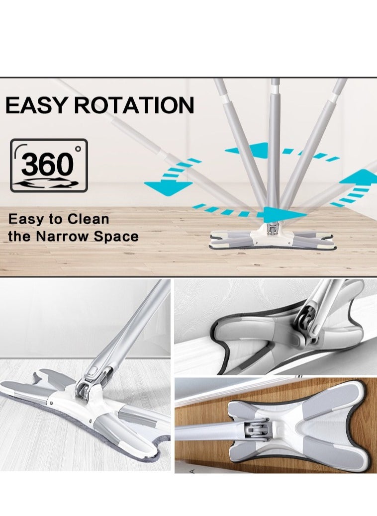 X-type Microfiber Floor Mop Hand-free Wash Spin Strong Water Absorption Cleaning Tools Long Handle Manual Extrusion Household