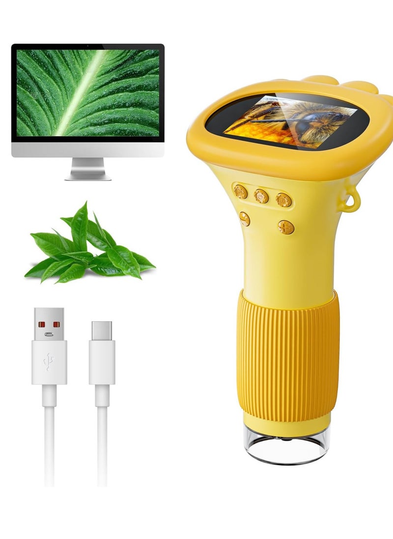 Kids Microscope Pocket Microscope - 1000X Portable Microscope for Kids | Photo and Video Mini Microscope | 2'' Digital Little Scientist Microscope for Kids Over 3 Years Old