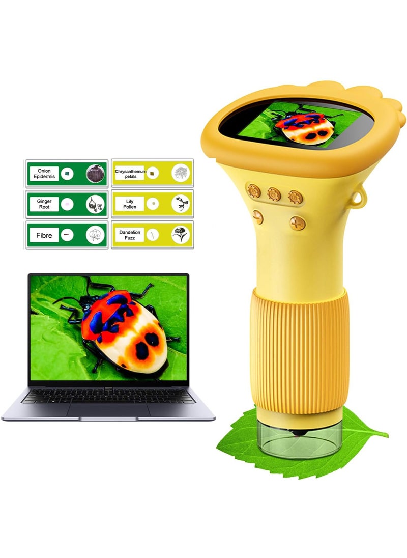 Kids Microscope Pocket Microscope - 1000X Portable Microscope for Kids | Photo and Video Mini Microscope | 2'' Digital Little Scientist Microscope for Kids Over 3 Years Old