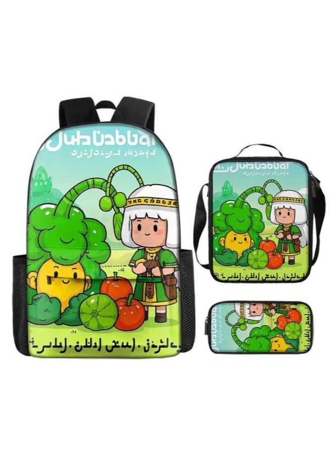 Cartoon three-piece schoolbag with front pocket - 224