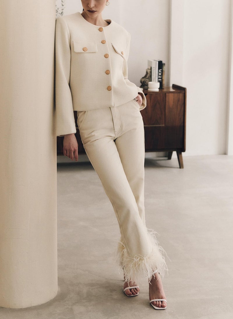 Straight jacket from textured fabric
