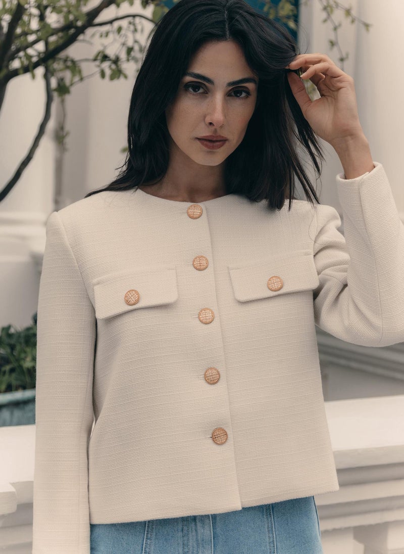 Straight jacket from textured fabric