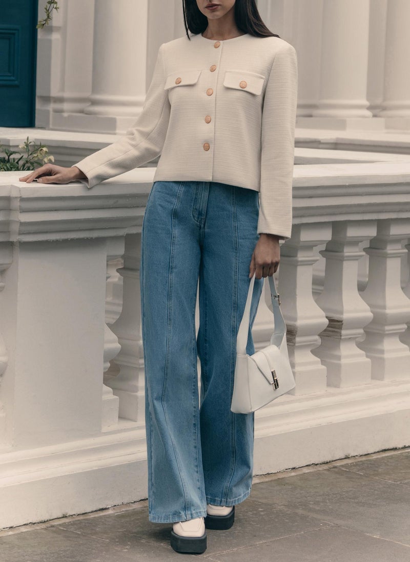 Straight jacket from textured fabric