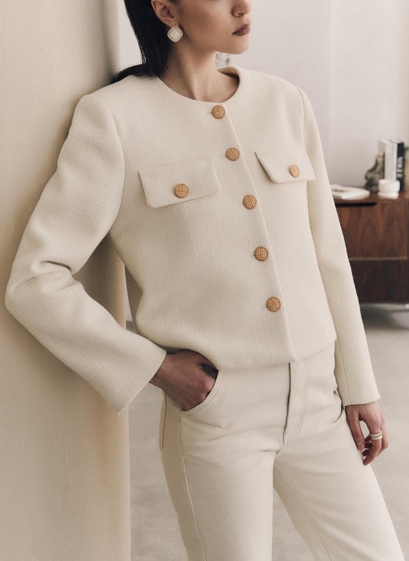 Straight jacket from textured fabric