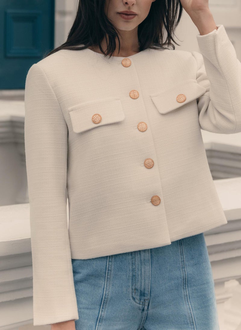 Straight jacket from textured fabric