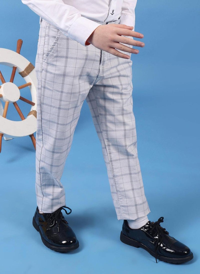 One Friday Kids Boys 100% Cotton grey check trouser with side pockets