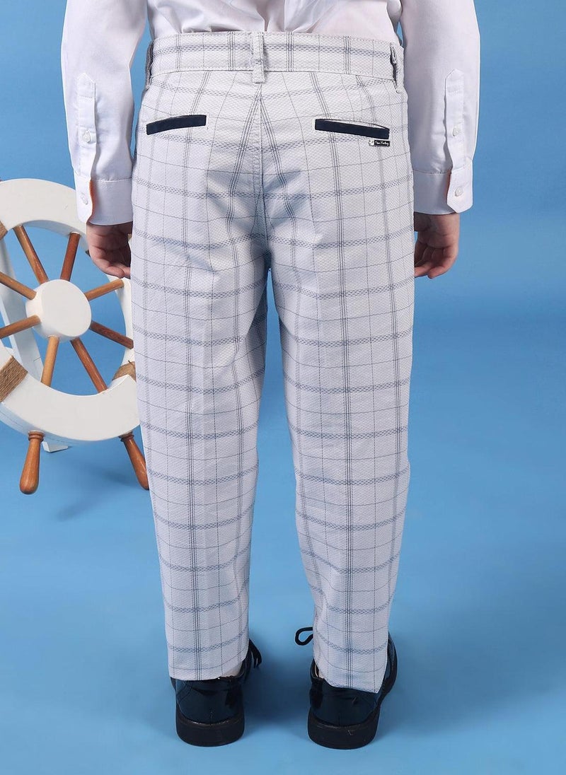 One Friday Kids Boys 100% Cotton grey check trouser with side pockets