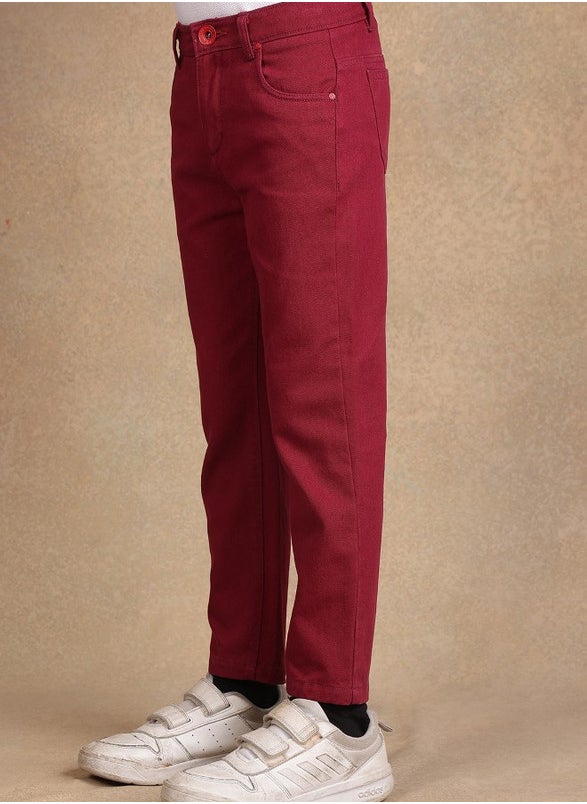 One Friday Boys Red Solid Trouser