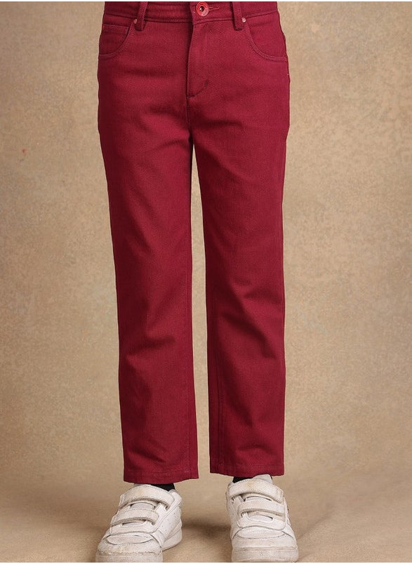 One Friday Boys Red Solid Trouser