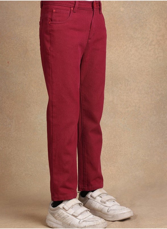 One Friday Boys Red Solid Trouser