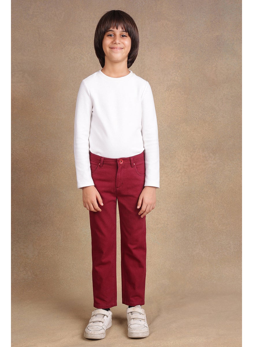 One Friday Boys Red Solid Trouser