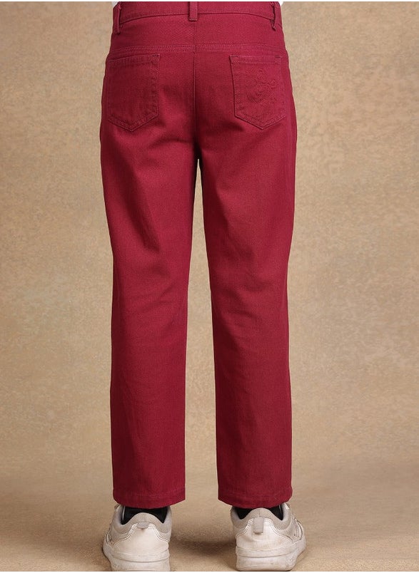One Friday Boys Red Solid Trouser