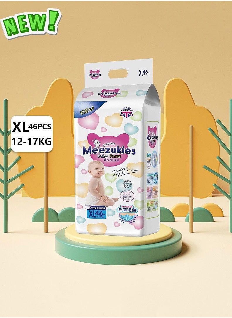 Baby Comfort Fit Pants Diapers, XL Suitable for babies 12-17 Kg, 46 Diapers  Instant Absorption Core Carefully chosen breathable base film