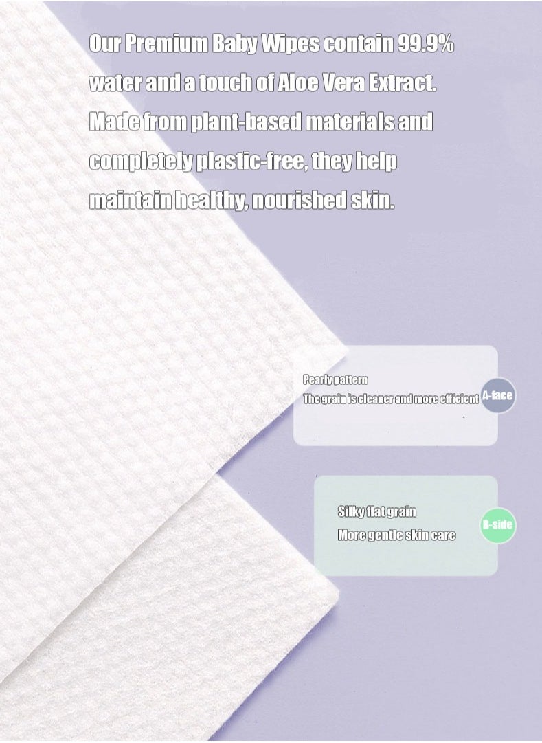 Baby Wipes, 99.9% Purified Water and Aloe Vera Extract, 480 Wet Wipes, 6 Packs, 100% Biodegradable, Hypoallergenic, Sensitive Protect Water Wipe