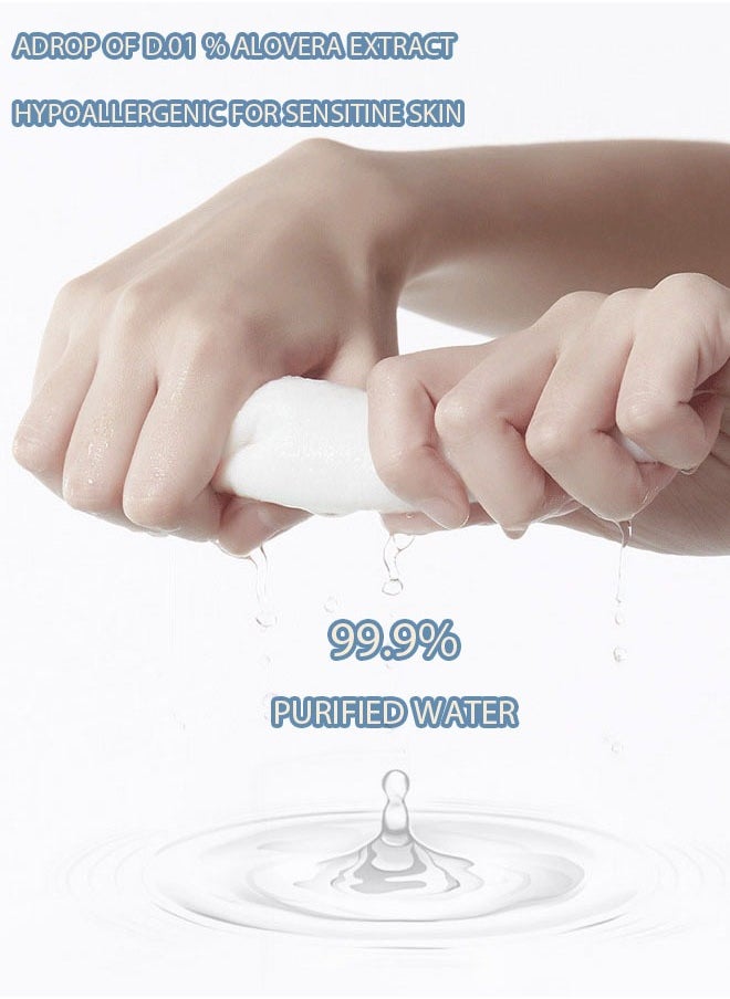 Baby Wipes, 99.9% Purified Water and Aloe Vera Extract, 480 Wet Wipes, 6 Packs, 100% Biodegradable, Hypoallergenic, Sensitive Protect Water Wipe