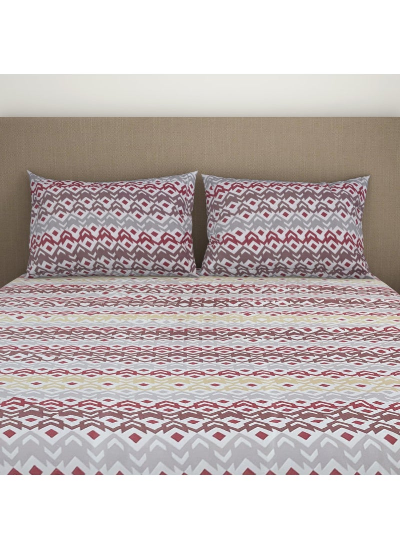 Welspun Double Bedsheet with 2 Pillow Covers 220 X240 Cms / 43 X68 Cms | Dazzle Softtouch and Wrinklefree Sateen Microfiber Bed Sheets with Ornate Print (Light Grey)
