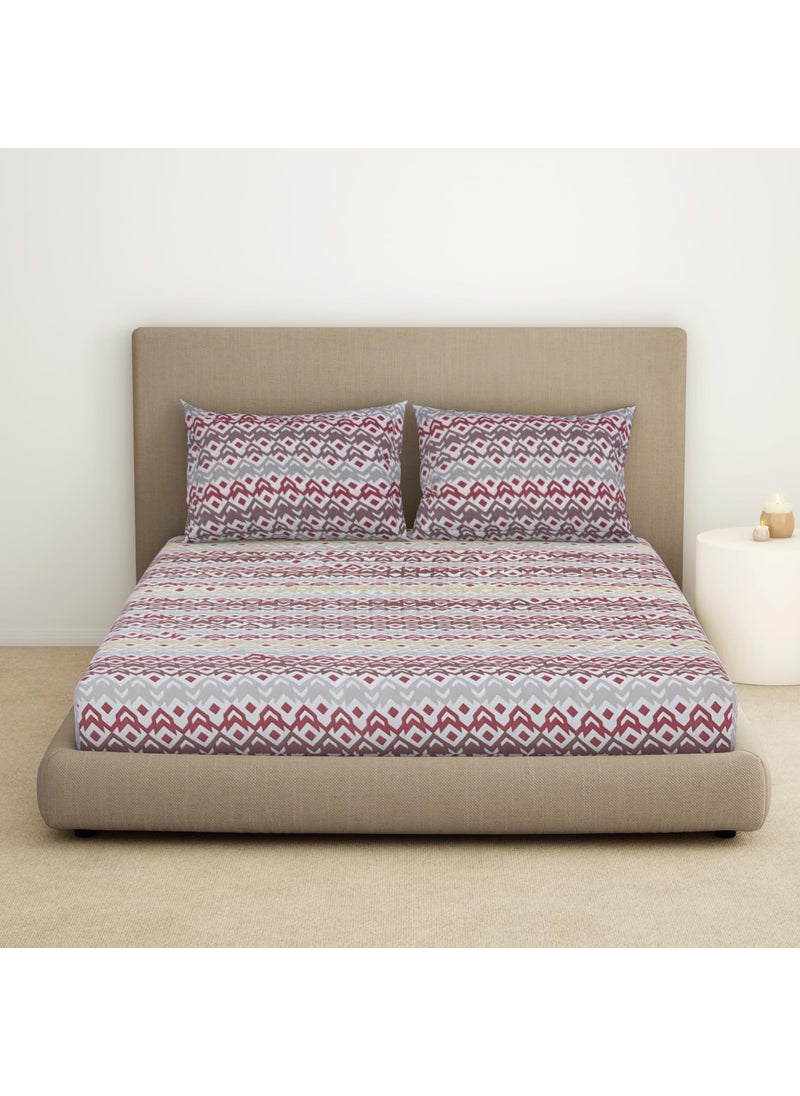Welspun Double Bedsheet with 2 Pillow Covers 220 X240 Cms / 43 X68 Cms | Dazzle Softtouch and Wrinklefree Sateen Microfiber Bed Sheets with Ornate Print (Light Grey)