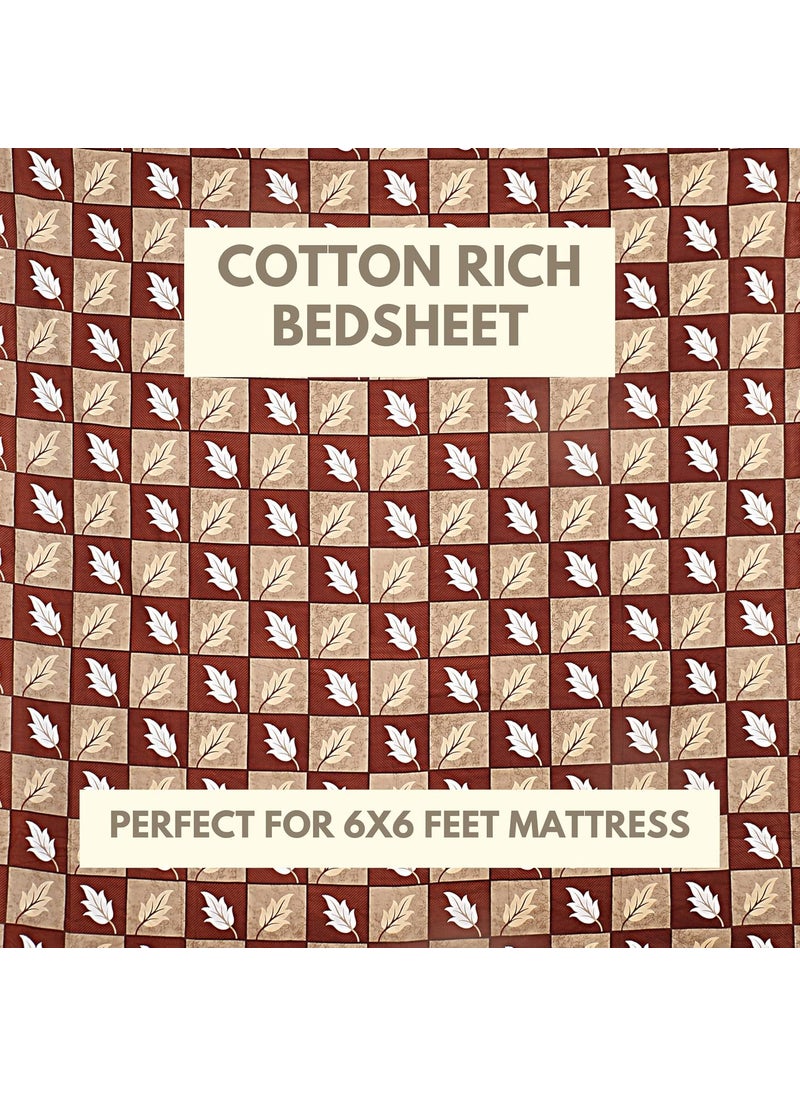 Hashcart Bedsheet, King Size Bedsheet for Double Bed Cotton with Two Pillow Covers, Bedsheet Size (88x95 Inch)