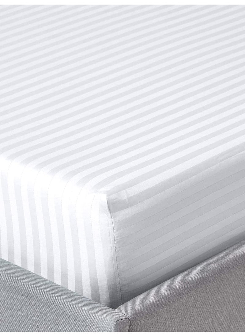 LINENWALAS 100% Certified Cotton Bedsheet with 2 Pillowcase 210 TC Double Bedsheet, Fade-Resistant Soft & Hypoallergenic Hotel Quality Flat Bedsheet (90x100 Inches/White)