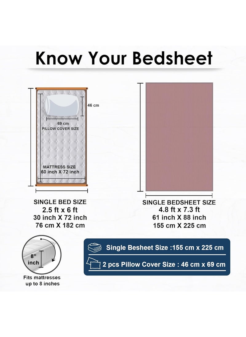 Story@Home Bedsheet Single Size | 300 TC | Satin Stripes | 1 Piece bedsheet for Single Bed with Pillow Cover | 100% Cotton | 155 x 225 cm | Red Single Size bedsheet | Perfect for Gift