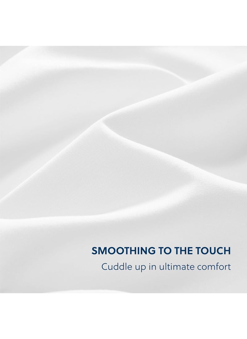 Bedsure Fitted Sheet Queen - White - Extra Soft Brushed Microfiber, Wrinkle & Fade Resistant, Deep Pocket Fitted Sheets for Mattress Up to 14 inches