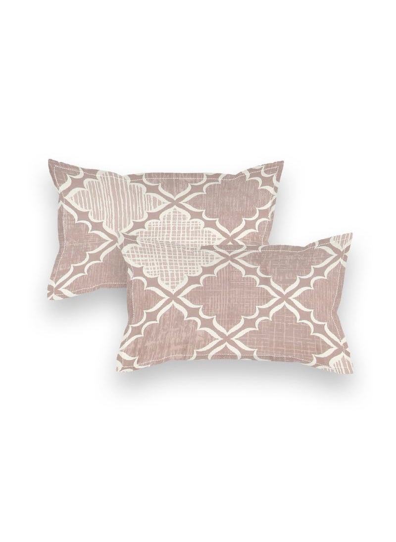 NEW LEAF Premium Cotton 220 TC Elastic Fitted Bedsheets with 2 Pillow Covers | Double/King Bed with All Around Elastic Wrinklefree Supersoft Breathable |Size-78 x72+10 inches | White & Beige