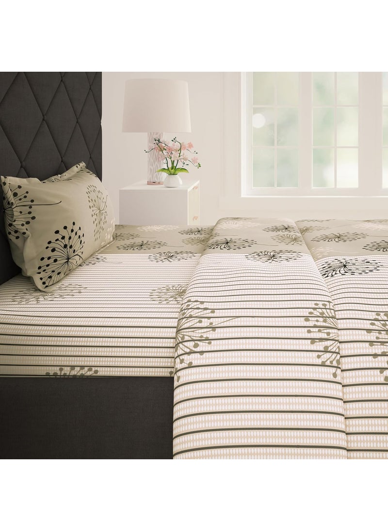 Story@Home Bedsheet for Single Size Bed | 186 TC | Beige | Floral | 1 Piece Cotton bedsheet for Single Size Bed with 1 Pillow Cover (145 x 225 cm) Perfect for Home Decor & Gifting | Cotton bedsheet