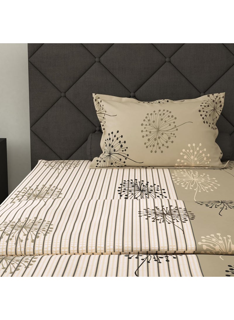 Story@Home Bedsheet for Single Size Bed | 186 TC | Beige | Floral | 1 Piece Cotton bedsheet for Single Size Bed with 1 Pillow Cover (145 x 225 cm) Perfect for Home Decor & Gifting | Cotton bedsheet