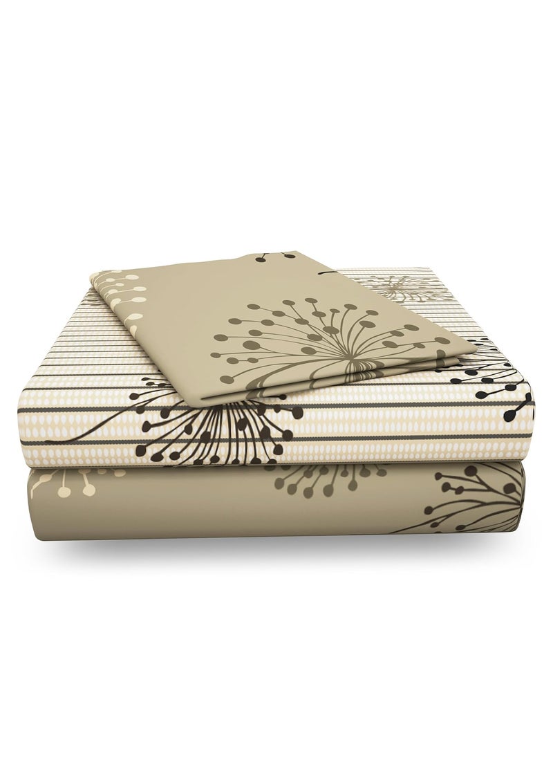 Story@Home Bedsheet for Single Size Bed | 186 TC | Beige | Floral | 1 Piece Cotton bedsheet for Single Size Bed with 1 Pillow Cover (145 x 225 cm) Perfect for Home Decor & Gifting | Cotton bedsheet