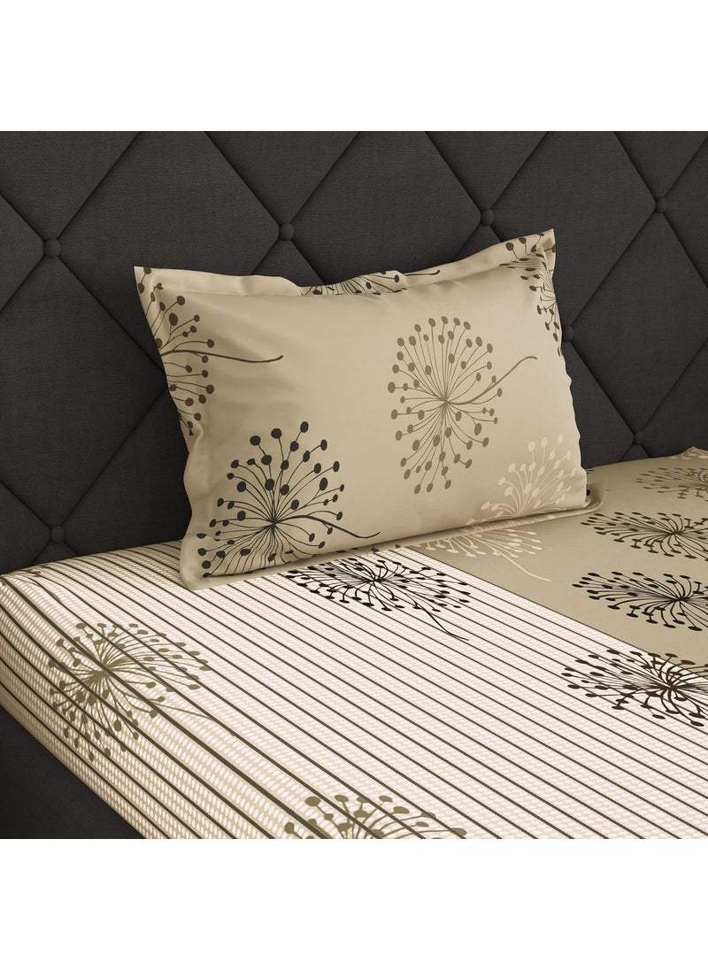 Story@Home Bedsheet for Single Size Bed | 186 TC | Beige | Floral | 1 Piece Cotton bedsheet for Single Size Bed with 1 Pillow Cover (145 x 225 cm) Perfect for Home Decor & Gifting | Cotton bedsheet
