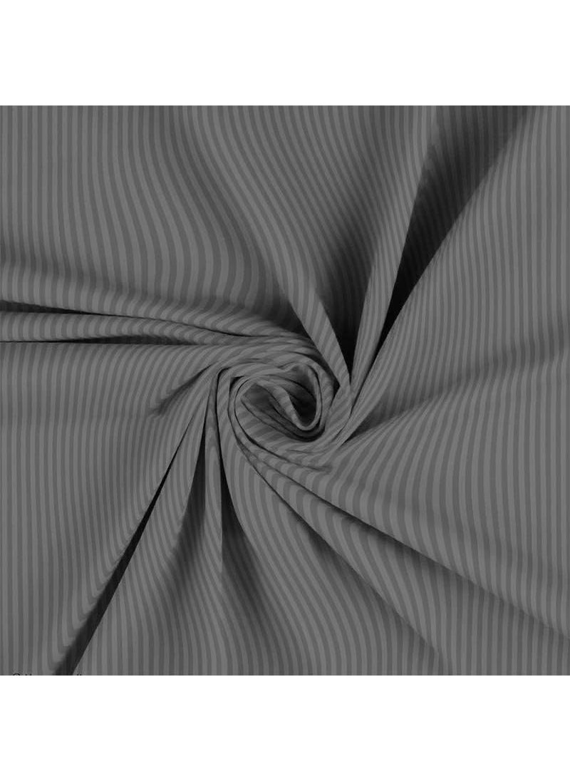 NEW LEAF Premium 100% Cotton Striped Elastic Fitted Bedsheets with 1 King Size Pillow Covers | Single Bed with All Around Elastic 180 TC Supersoft | Size - 36 x 78+6 inches | Grey