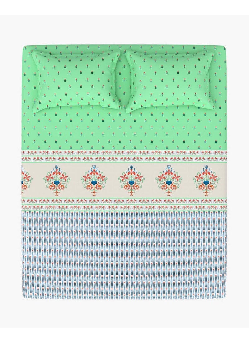 Portico New York Super King Size Multicolor Bedsheet with 2 Pillow Covers (274 x 274 CM) (Lavender 5)