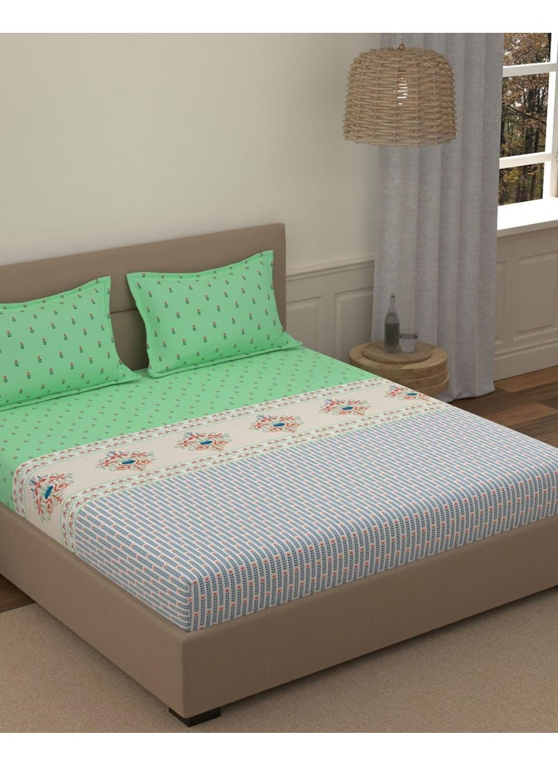 Portico New York Super King Size Multicolor Bedsheet with 2 Pillow Covers (274 x 274 CM) (Lavender 5)