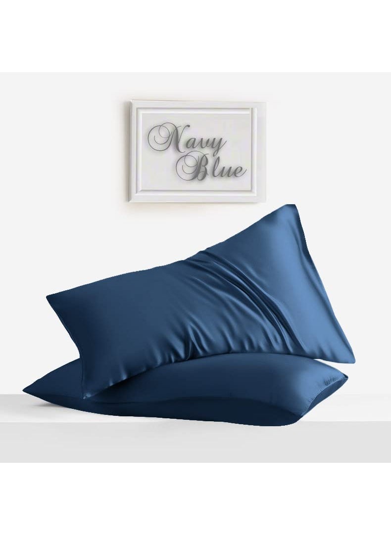 Linenwalas Bedsheet King Size Cotton with Pillow Covers | 400TC Thread Count Softest Long Staple 100% Cotton Silky Soft - King (108”x108”) - Navy Blue