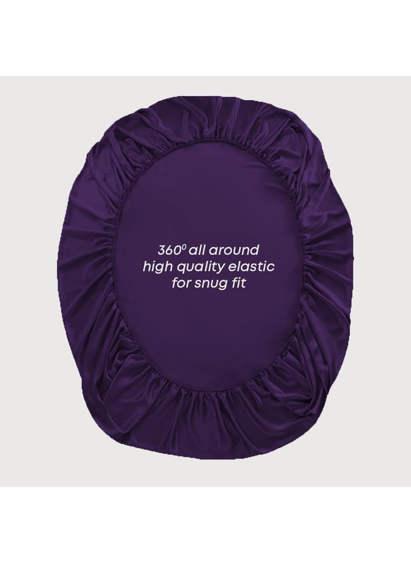 LINENWALAS Fitted Sheet with Pillowcases for Queen Size Bed, 100% Bamboo Elastic Fitted Sheet for Queen Bed, Fits Mattress up to 9-12 Inches Thick, Soft, Silkly Bed Sheet Set (Purple, 60x78 Inches)